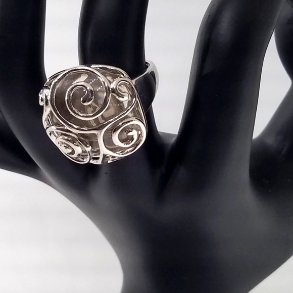 Source Unknown Jewelry - Sterling Silver Open Work Cocktail Ring, sz 7